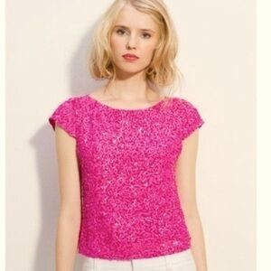 Alice + Olivia Pink Sequin Sleeveless Top Sz XS